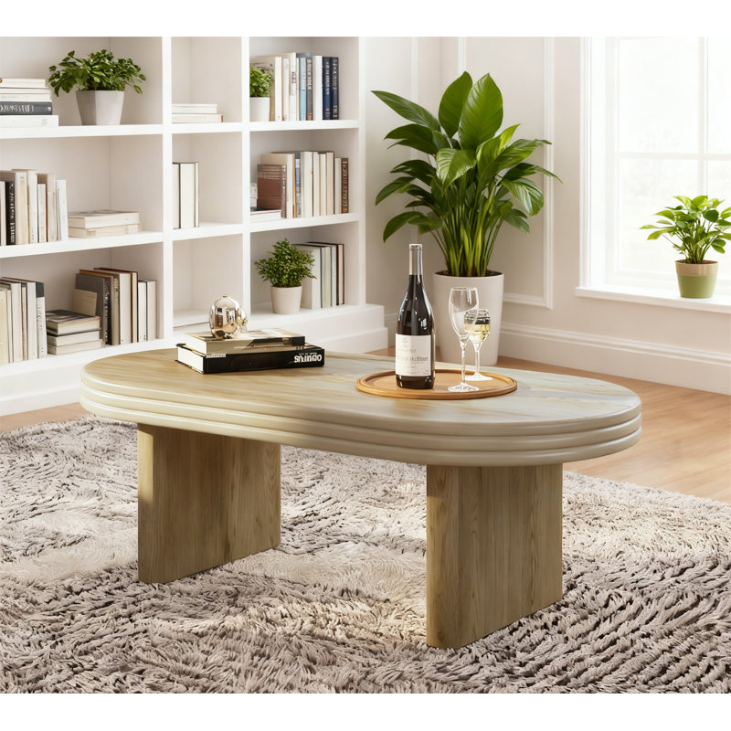 Table basse ovale moderne Mid Century, Naturel