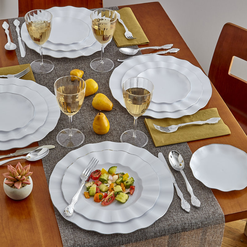 Assiette à dîner jetable en plastique lourd poids, Blanc