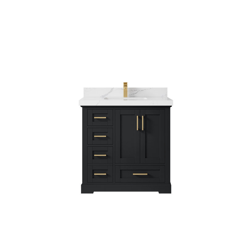Boston 36 po X P 22 po Meuble-lavabo central en fer forgé D, 2 PO – quartz Calacatta Laza