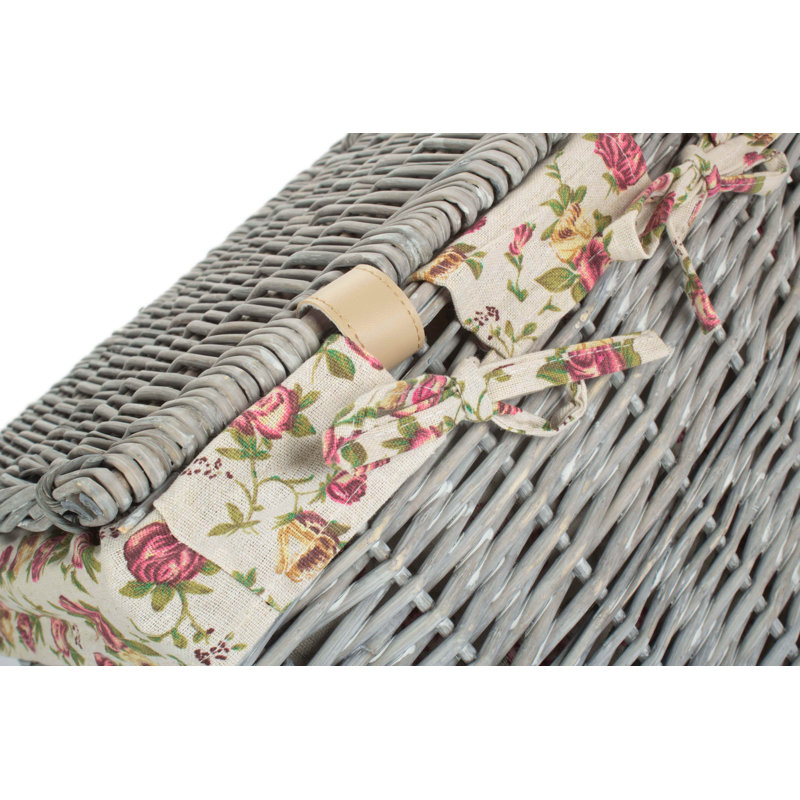 Wicker Laundry Basket with Lining, 50cm H x 33cm W x 33cm D