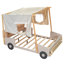 Lit voiture en bois avec toile de plafond, porte-revues et oreiller moelleux de taille Led, flanelle