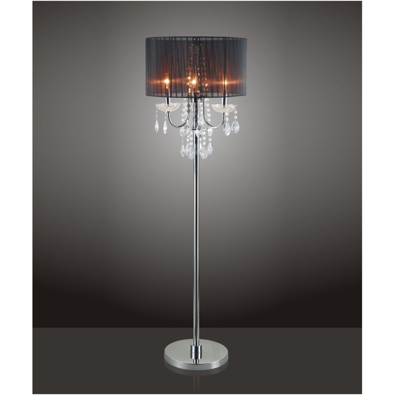 Mclaren 62.5'' Chrome Traditional Floor Lamp, Black
