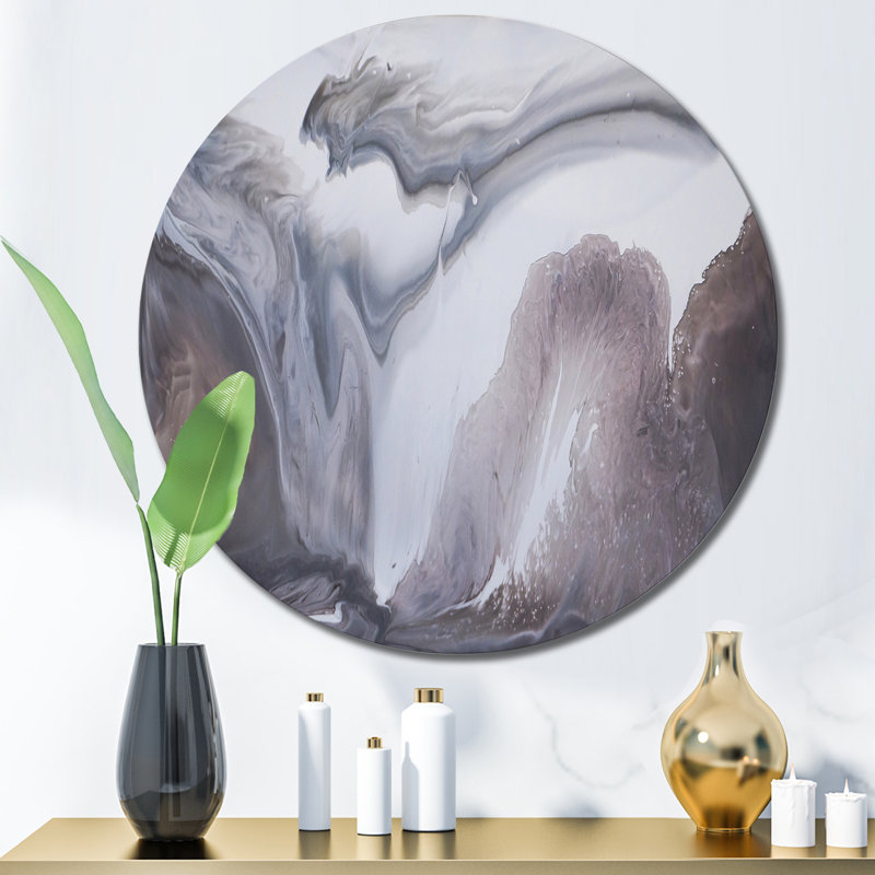 Marbre noir et blanc II - Cercle moderne en métal, art mural, H 29 po x l 29 po x P 1 po