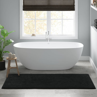 Splendor Black 100% Cotton Tufted 3000 GSM Reversible 24x72'' Bath Rug
