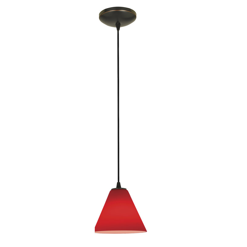 Luminaire suspendu conique 1 lumière Cascio, Rouge, Bronze huilé