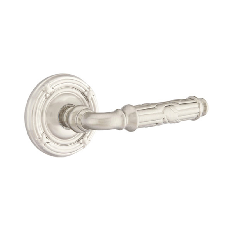 Poignée de porte avec rosette Ribbon and Reed Passage (Hall & Closet), Droite, Nickel satiné