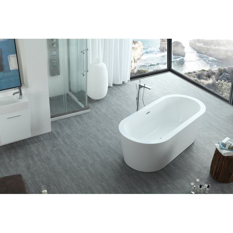 Dionysus 59'' x 29.5'' Soaking Acrylic Bathtub, White
