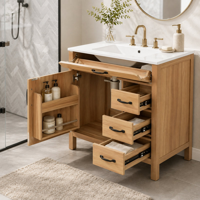 Meuble-lavabo en céramique avec 4 tiroirs Damarquis