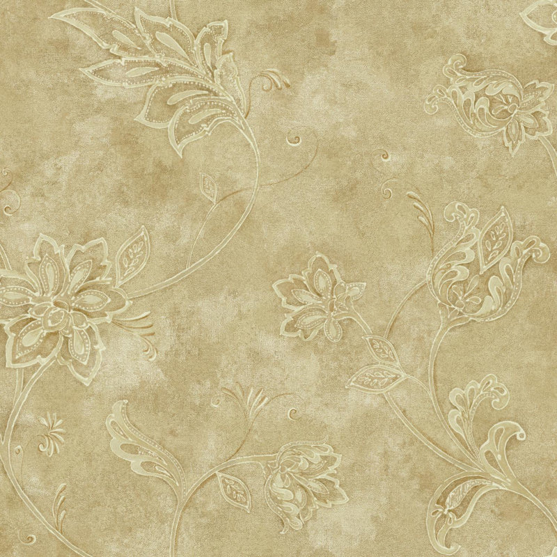 Rouleau de papier peint Jacobean Trail 33 pi x 20,5 po Hiltz, Or / beige / vert clair