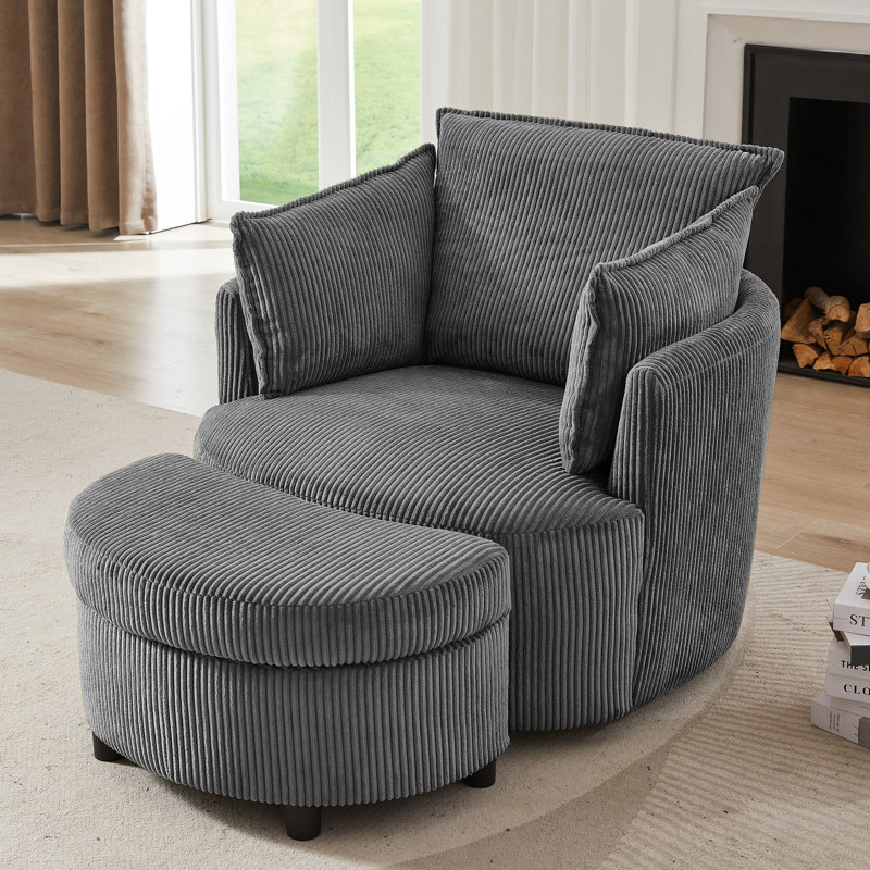 Chaise pivotante à 360 ° avec repose-pieds, Gris