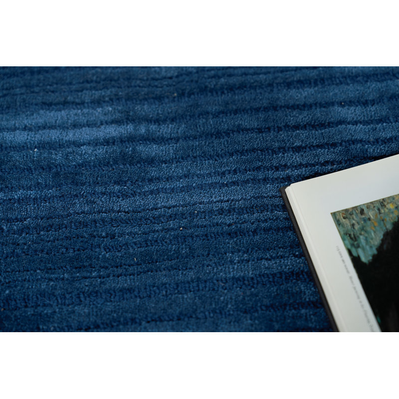 Cavallo Modern handloomed Nylon/Wool Silver Area Rug, Rectangle 12' x 15', Navy