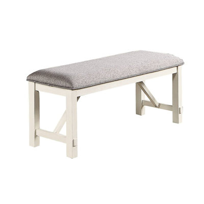 Antique White + Gray Bench For Dining Room, Upholstered, Modern Contemporary In And White,