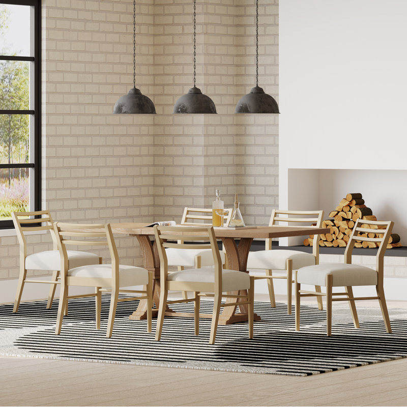 6 - Person Extendable Trestle Dining Set, Natural/Beige