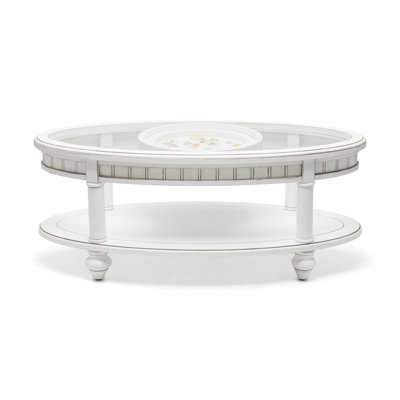 Monaco - Oval Coffee Table - Anchor Insert - Blanc Finish