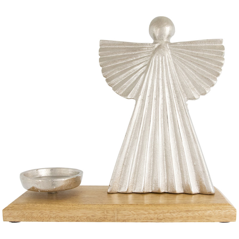 Heavenly Angel Metal Christmas Votive Candle Holder - 10", Silver
