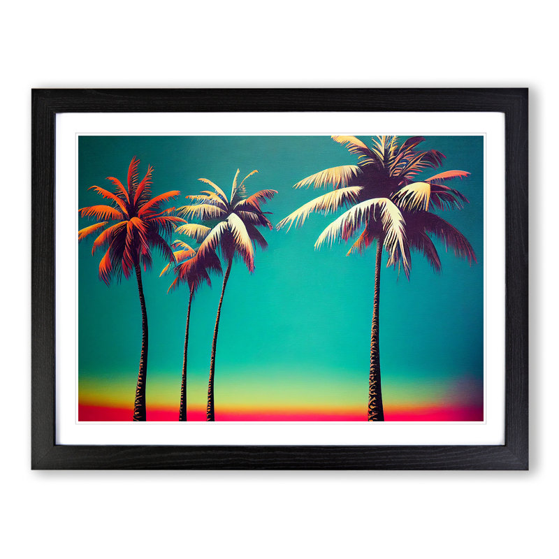 Painted Palm Trees Vol.3 - Framed Print, Black Framed, 34cm H x 46cm W x 2cm D