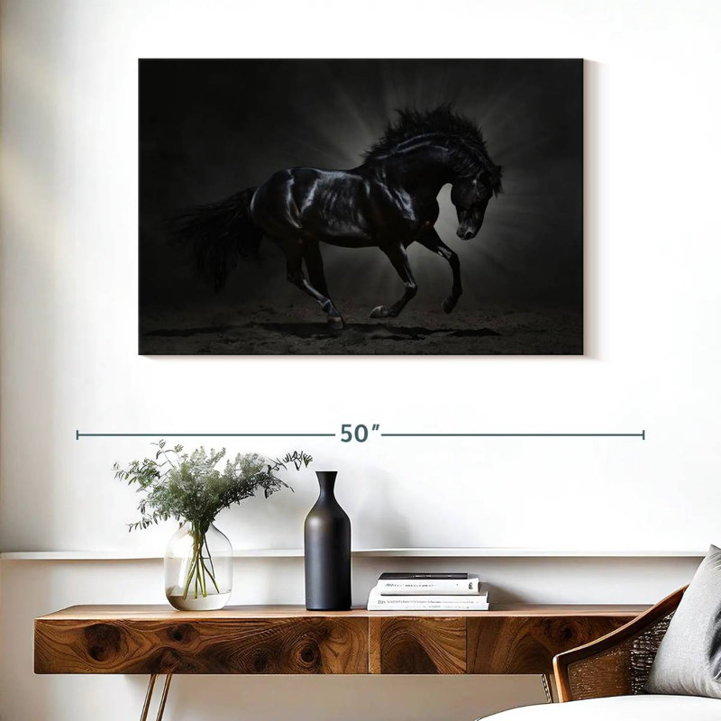 Brampt Elegant Black Horse, 26" H x 39" W