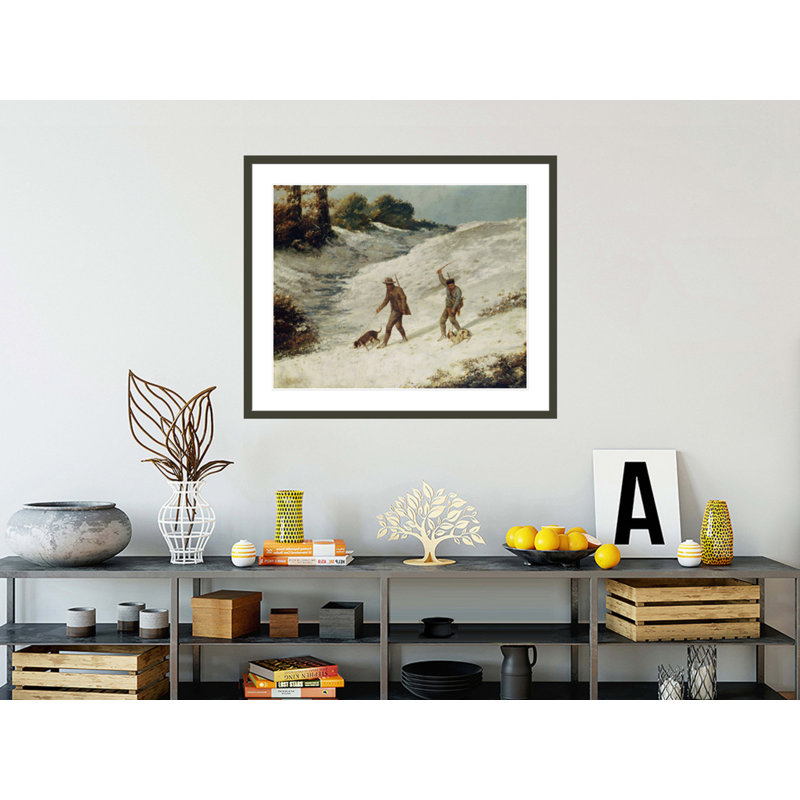 «Hunters in the Snow or The Poachers» par Gustave Courbet, impression giclée encadrée, H 33,5 po x l 39,85 po