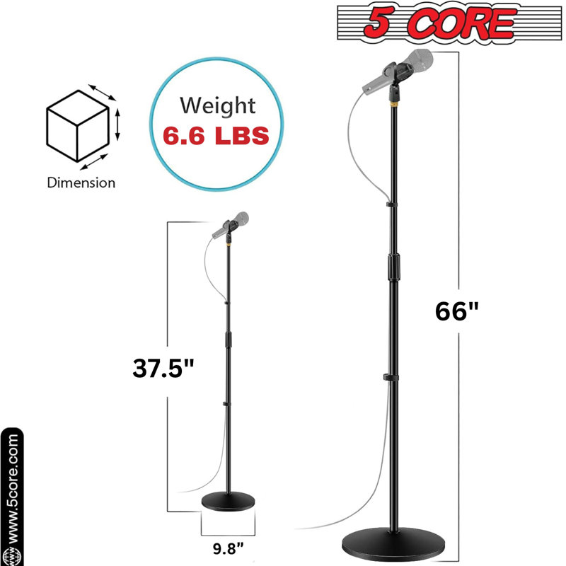 Pied de micro réglable à 5 cœurs, base ronde / support de micro universel avec base lourde MS RBL