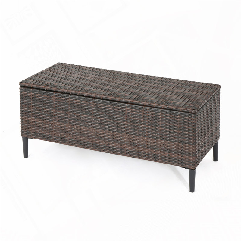 Banc de rangement en rotin pour l'extérieur, Brun multi