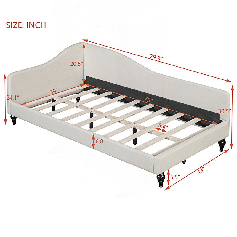 Twin Size L-Shaped Daybed, Day Bed, Beige, Twin