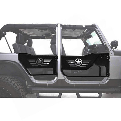 Off-Road Steel Tubular Door With Side View Mirror For 2007-2018 Jeep Wrangler JK 4-Door