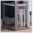 Modernize Kitchen Buffet Organizing Cabinet with 4 Shelves, White & Dark Taupe