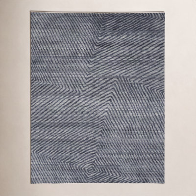 Ethos Gray Hand-Knotted Striped Wool Rug
