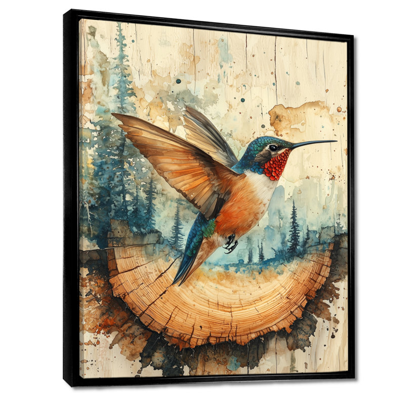 Georgica Hummingbird Into The Forest I - Hummingbird Large, art mural, H 40 po x l 30 po, Noir