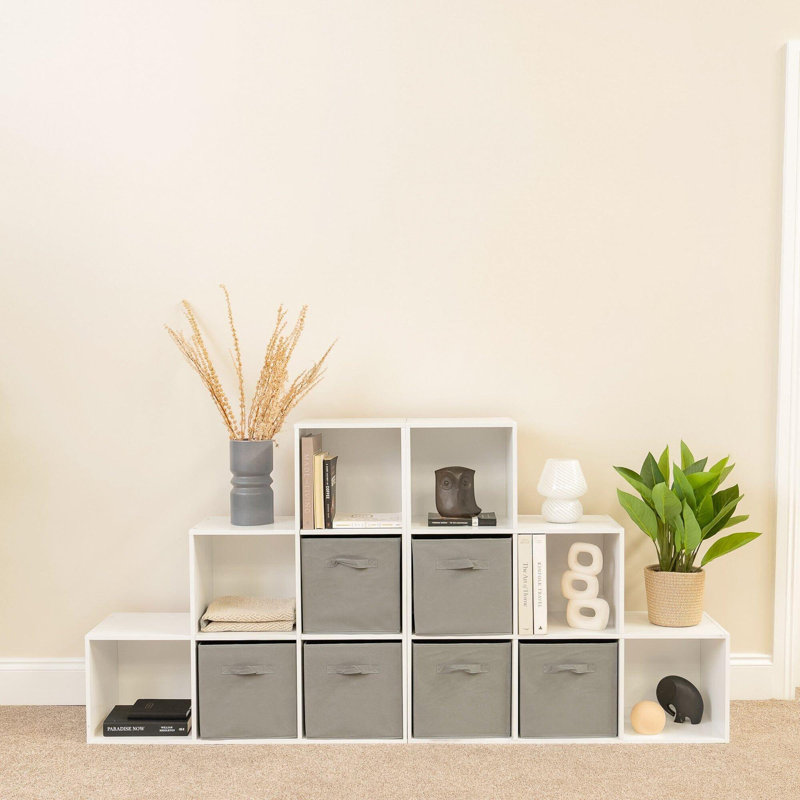 Northville 12 Cube Bookcase Ladder Storage Unit - Two 6 Cube Units, Yes, White/Grey