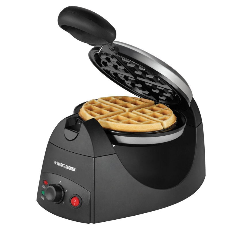 Black+Decker 4 waffle Black/Silver Stainless Steel Belgian Waffle Maker
