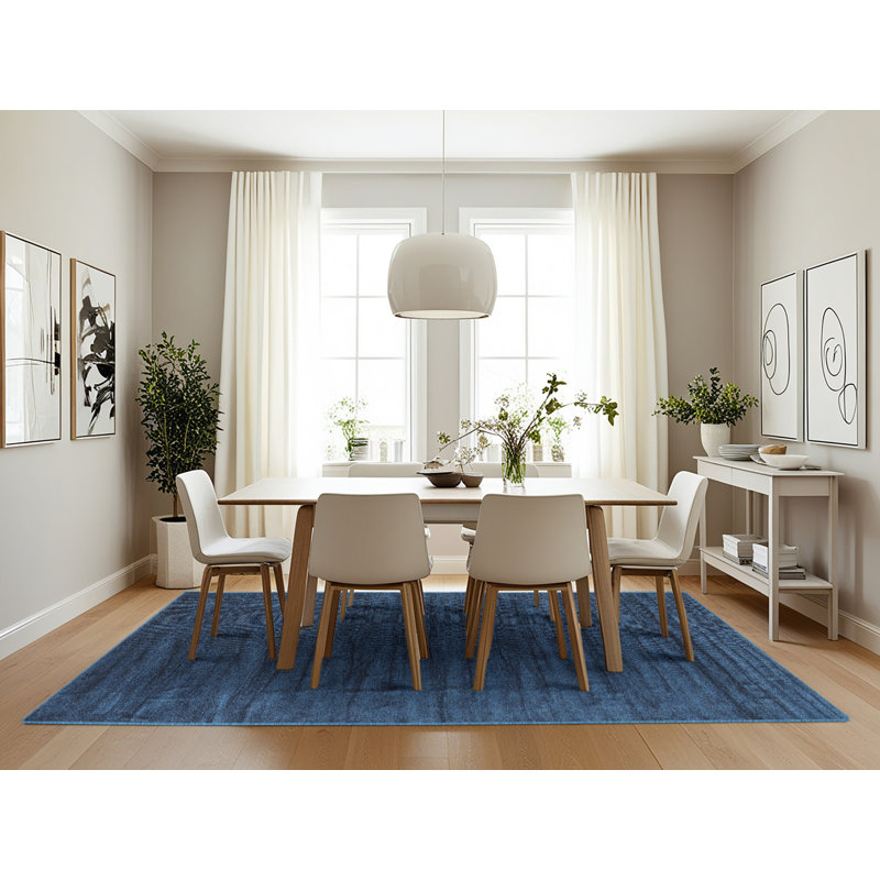 Tapis contemporain bleu, Rectangle 7 pi x 10 pi