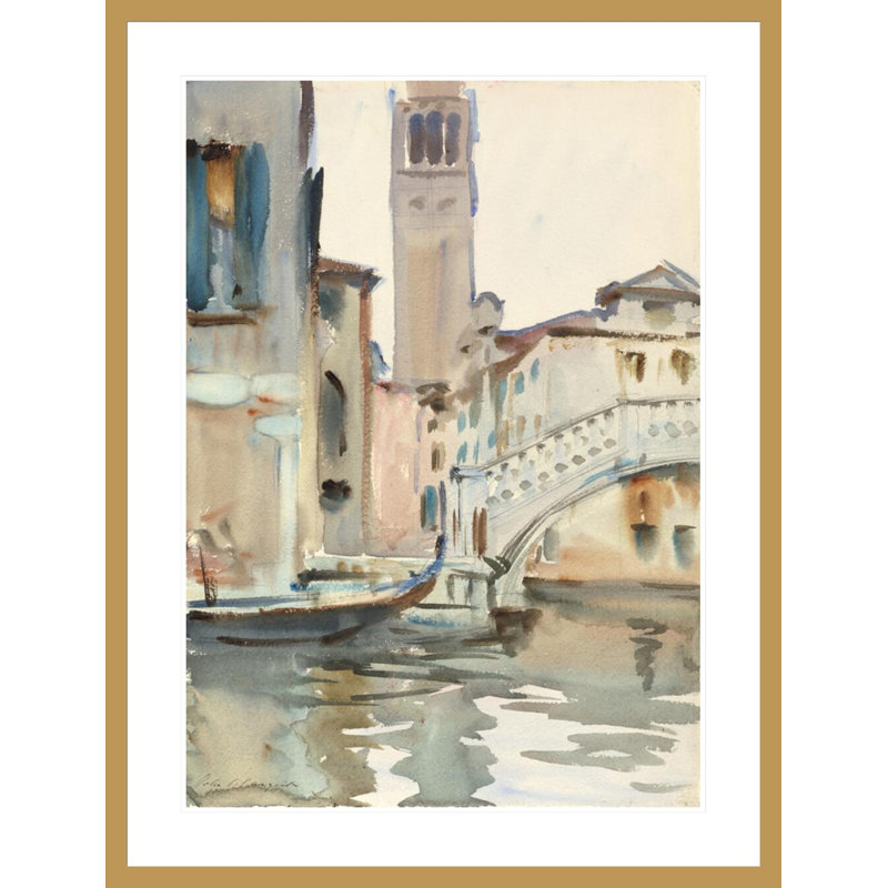 «A Bridge and Campanile Venice» par John Singer Sargent, impression giclée encadrée, H 41,5 po x l 31,58 po