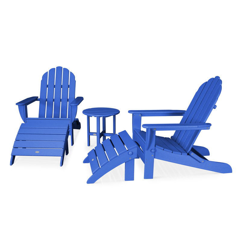 POLYWOOD Classic Oversized Adirondack 5-Piece Casual Set, Pacific Blue