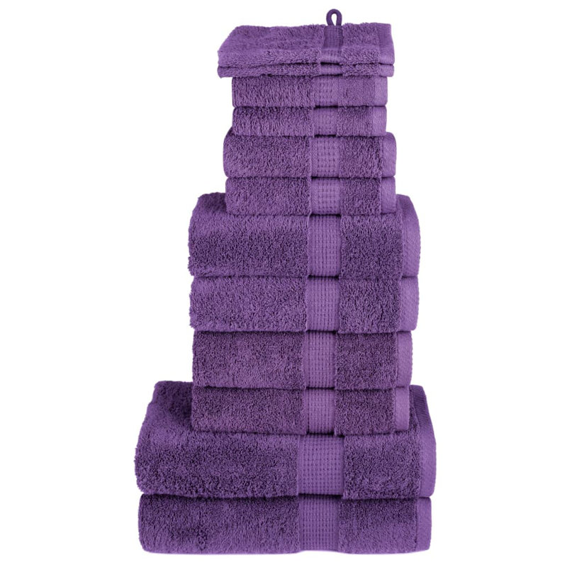 Premium Towel Set SOLUND 600 Gsm, 12 Piece Towel Set, Purple