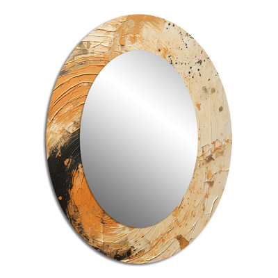 Radiant Revolve Modern Orange Spiral  Large Oval Wall Mirror On Metal