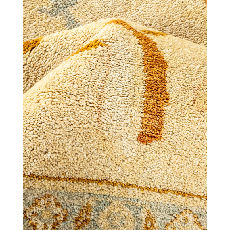 Tapis ivoire noué à la main de conception unique 9 pi 3 po x 12 pi 4 po Rodrich