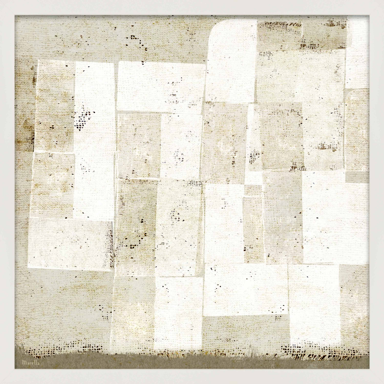 Subtle Patchwork 2 by Marco Marella for Studio M - Framed Wall Art, White, Paper, 30" H x 30" W