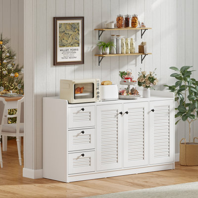 63'' Buffet Cabinet w/ Storage 3 Doors & 3 Drawers Anti-Tipping Kits