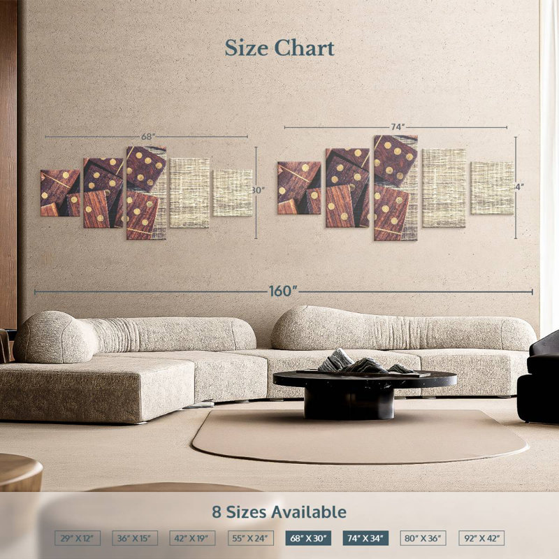 Vintage Dominoes, 34" H x 74" W