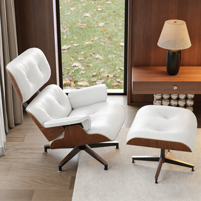 Top Gain Leather Swivel Lounge Chair With Ottoman