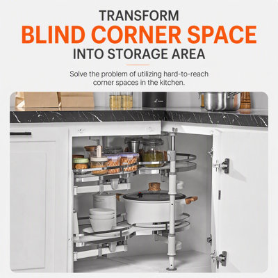 2 Tier Swing Left Blind Corner Cabinet Pull Out Soft Close Kitchen Organizer