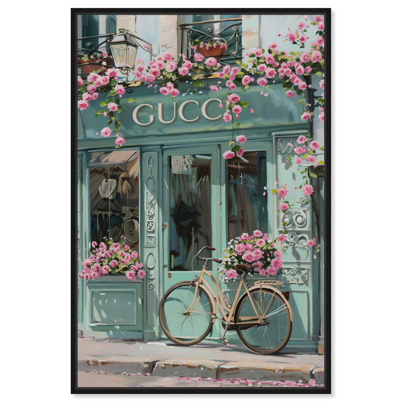 Art Remedy Fashion Art Canvas Bright Days Storefront, 46'' H x 31'' W, Cadre flottant noir