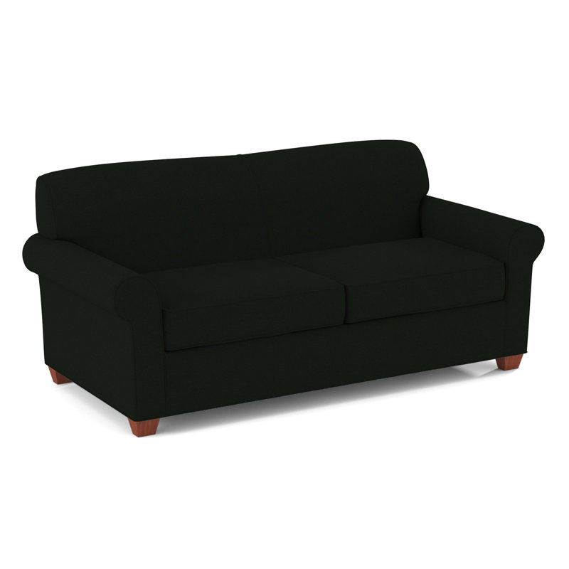 Finn Rolled Arm Sofa with Reversible Cushions, BM Cherry, Dorset Black, 34" H x 75" W x 36" D