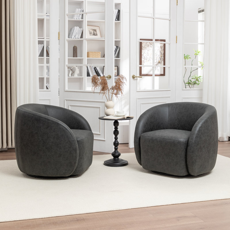 Fauteuil demi-tonneau pivotant Katherline, Noir
