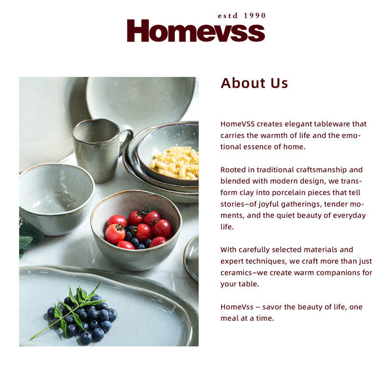 Service de table 16 pièces HomeVSS Highland, Reactive Glaze Grey