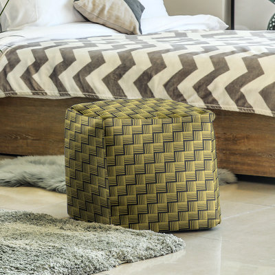 Repose-pieds cubique à rayures classic basketweave
