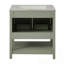 Meuble-lavabo de salle de bain avec lavabo, étagère de rangement ouverte et porte-121751544