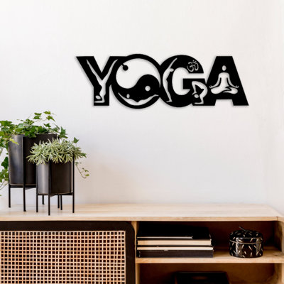 Art mural yoga en métal - Silhouette de pose de yoga - Sculpture méditation zen - Tenture murale inspirée de la pleine conscience