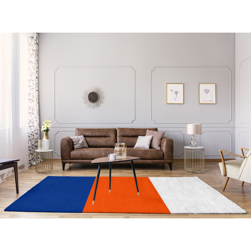 Tapis bleu royal rayures royal national hockey, Rectangle 9 pi x 12 pi